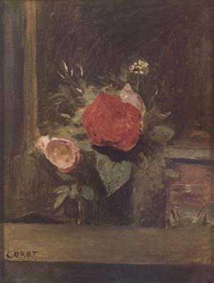 Jean Baptiste Camille  Corot Bouquet de fleurs dans un verre a cote d'un pot a tabac (mk11) Sweden oil painting art